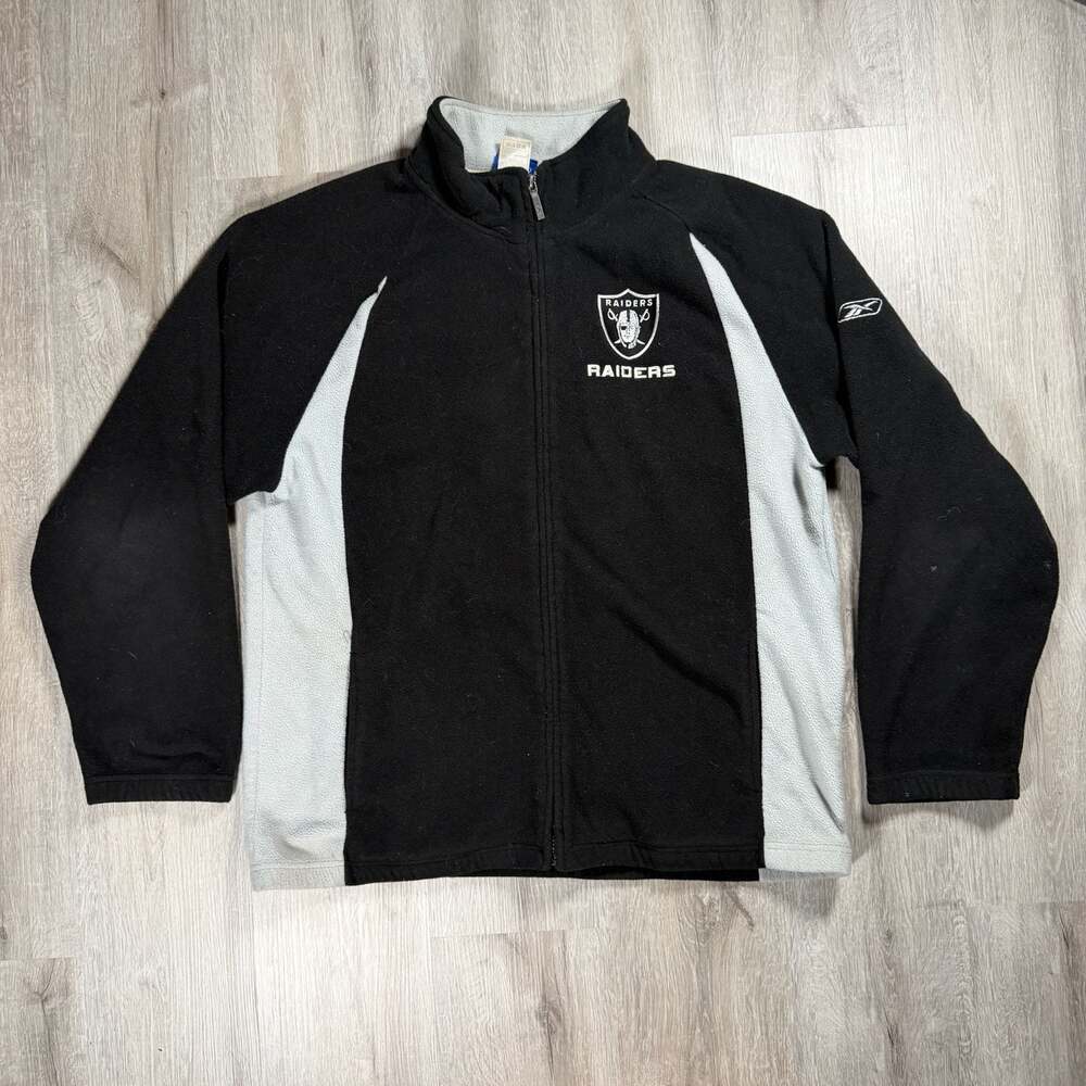 Y2K Reebok NFL Oakland Raiders Full-Zip Polar Fleece Jacket XL Football